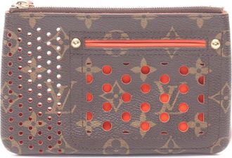 Louis Vuitton Brown Orange Pvc Coated Canvas Monogram Leather Pochette Pouch (Pre-Owned)