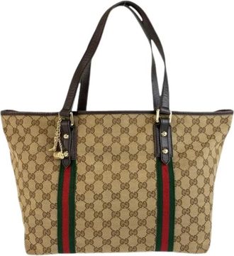 Gucci Pre-owned GG Canvas Tote Bag - Dames - Vintage Shopper - Beige - ONE Size - Leer - Vintage