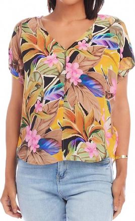 Karen Kane Tana Dolman Sleeve Top In Tropical Flower Print