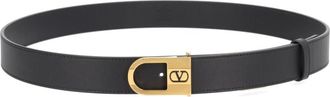 Valentino Garavani Black VLogo Solid Buckle Belt