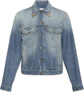 Versace Denim overhemd met applicaties - Heren - Spijkerjassen - Blauw - XL - Denim - Jassen