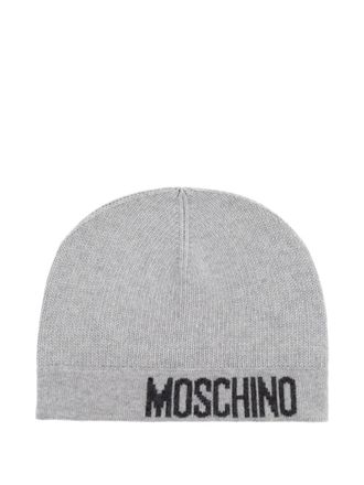 Moschino logo-intarsia beanie - Grey