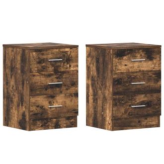 vidaXL Vidaxl - Mesitas De Noche 2 Uds Contrachapado Roble Ahumado 38x35x56 Cm