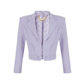 Elisabetta Franchi Blazers, female, Purple, Size: XS Jacket in Double Layer Stretch Crepe