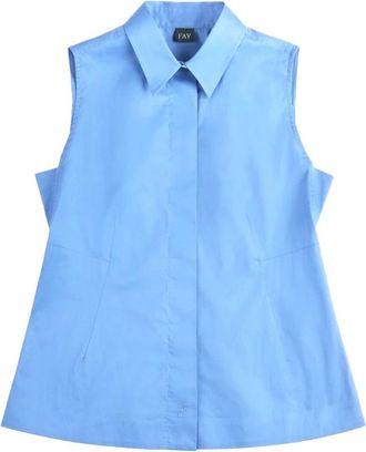 Fay Shirts - Dames - Overhemden - Blauw - S - Leer - Overhemden