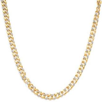 House of Brilliance 14K Yellow Gold Plated Silver 1.0 Cttw Diamond Cuban Link Necklace in Yellow Gold Over Silver at Nordstrom