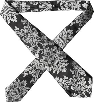Dolce & Gabbana Zijden Stropdas met Bloemenmotief- Verstelbaar - Dames - Stropdassen - Zwart - ONE Size - Accessoires