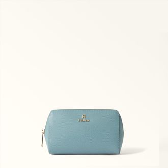 Furla Camelia Beauty Case Cloud Blue Blu Pelle Stampata Donna