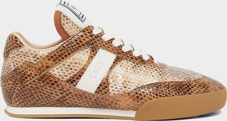 Chlo&eacute; Kick Snake-Embossed Leather Low-Top Sneakers