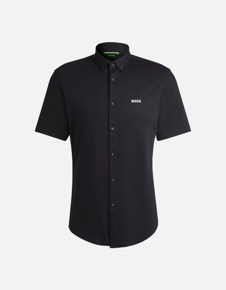 HUGO BOSS Mens Hugo Boss Mens Navy Motion Short Sleeved Shirt - Black - Size: 46/Regular