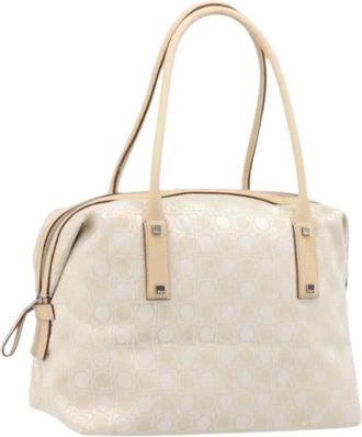Ferragamo Pre-owned Canvas Tote Bag - Dames - Vintage Schoudertas - Beige - ONE Size - Leer - Vintage