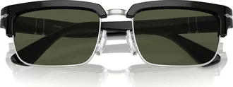 Persol 56mm Rectangular Sunglasses in Black Green at Nordstrom