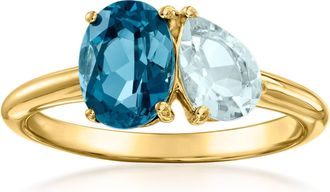 Ross-Simons London Blue Topaz and. Aquamarine Toi Et Moi Ring in 18kt Gold Over Sterling