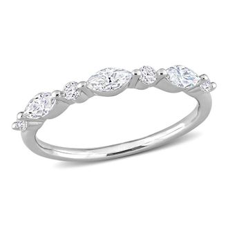 Amour 1/2 CT DEW Created Moissanite Semi-eternity Ring In Sterling Silver
