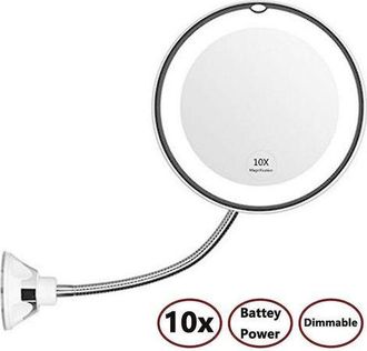 OEM Espejo De Maquillaje Led Con Aumento De 10x Y Brazo Flexible Tipo Cuello De Cisne Para Ba&ntilde;o