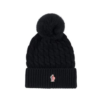 Moncler Cable-knit Pompom Virgin Wool Beanie Hat