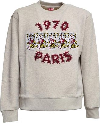 Kenzo Wild Tiger geborduurde sweatshirt - Heren - Sweatshirts - Grijs - XL - Katoen - Hoodies & sweatvesten