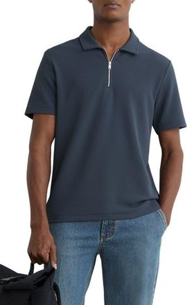 Reiss Forno Textured Quarter Zip Polo in Airforce Blue at Nordstrom, Size X-Large