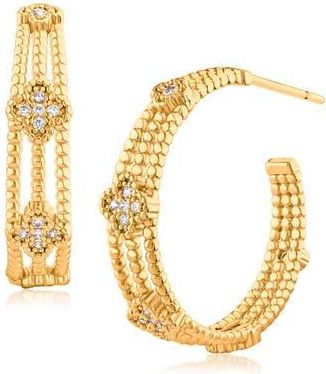 Jardin Delicate Clover Cubic Zirconia Hoop Earrings in Clear Gold at Nordstrom Rack