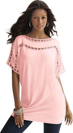 Roaman's Ladder Stitch Tee in Soft Blush at Nordstrom, Size 2X
