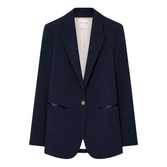 Forte_Forte Matte Satin Blazer - Dames - Blazers - Blauw - L - Leer - Jassen