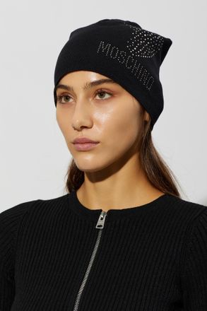 Moschino Woolen Hat With Shimmering Sequins, Unisex, Black