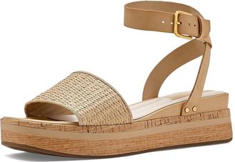 Franco Sarto L-Hava2 Strappy Sandals Womens Dress Sandals Straw Beige Woven Fabric : 6.5 M, Faux Leather