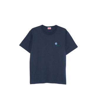 Kenzo Flower-embroidered Logo-print T-shirt
