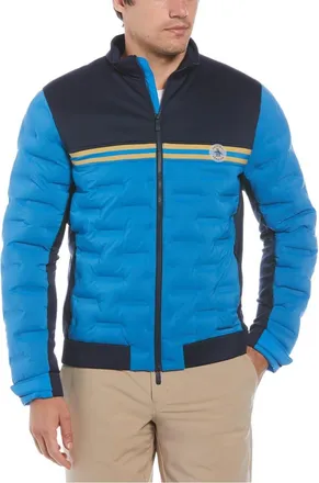 Original Penguin Mens Lsflzp Mock Neck Performance Jacket in Black Iris - Blue - Size X-Large