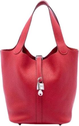 Herm&egrave;s Pre-owned Picotin Lock 22 - Dames - Vintage Tas - Rood - ONE Size - Leer - Vintage