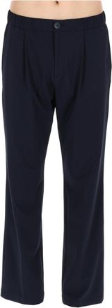 Herno Straight-Leg Blue Trousers with Elastic Waistband