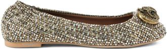 Kurt Geiger Chelsea crystal embellished ballet flats - women - Fabric/Crystal/Calf Leather/Calf Leather - 36 - Neutrals