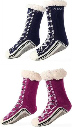 Generic Unisex Thick Cashmere Slipper Home Socks Fluffy Plush Comfy Sleeping Footwear Non-slip Grippy Boots Thermal Plush Booties (2pcs-l,One Size)