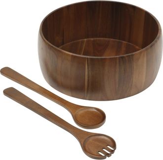 Gibson Home Laurelton Large Acacia Wood Salad Serving Bowl Set in Brown at Nordstrom
