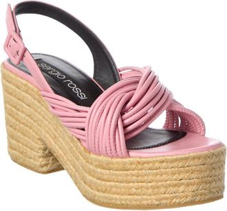 Sergio Rossi Akida 50 Leather Platform Sandal