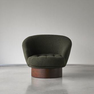 Tikamoon Sill&oacute;n giratorio de madera de mindi y tela verde