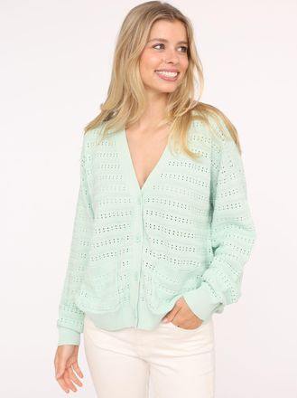 Zwillingsherz Strickjacke »Lochstrick Uni« Lochstrick-Muster, Langarm, Knöpfe, V-Ausschnitt, Baumwollanteil