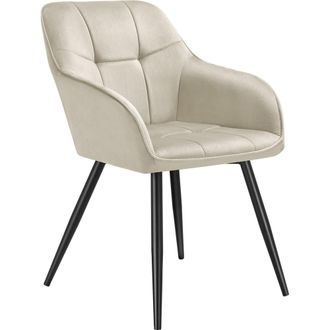 TecTake Silla de comedor, efecto terciopelo, 58 x 62 x 82 cm crema/negro