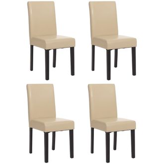 Hhg Hhg - Nunca Usado] Juego De 4 Sillas De Comedor Silla De Cocina Littau Mvg-certified, Imitaci&oacute;n Cuero, Patas Crema Oscuro
