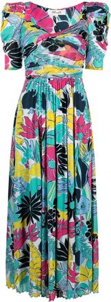 Diane Von Fürstenberg floral-print short-sleeved dress - women - Nylon/Nylon - M - Blue