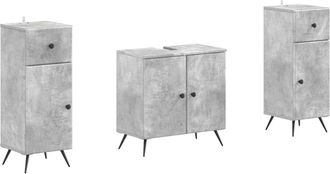 vidaXL Juego De Gabinete De Ba&ntilde;o De 2 Piezas Breda Gris Hormig&oacute;n Vidaxl