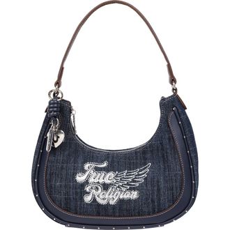 True Religion Wing Motif Denim Hobo Bag in Navy at Nordstrom Rack