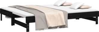 vidaXL Sofá cama extraíble madera maciza de pino negro 2x(100x200) cm Vidaxl