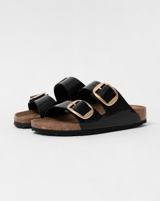 Birkenstock Arizona Arizona Grote Gespsandalen in Birko-Flor Patente in Zwart