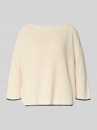 Comma Strickpullover mit 3/4-&Auml;rmel in Offwhite, Gr&ouml;&szlig;e 34