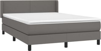 vidaXL Cama Box Spring Con Colch&oacute;n Cuero Sint&eacute;tico Gris 140x190 Cm Vidaxl