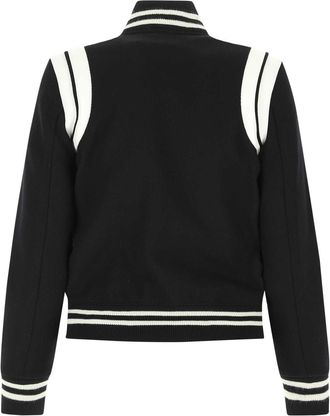 Saint Laurent Womens Black Wool Blend Bomber Jacket 1900 Mix Giubbini
