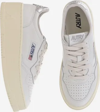 Autry Womens Sneakers Medalist Platform Leather Silver Cow Trainers