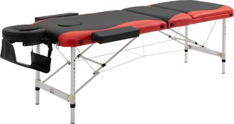 OEM Camilla De Masaje Plegable Y Port&aacute;til 215x81x61-84 Cm Mesa Ajustable En Altura Con Reposacabezas Y Apoyabrazos Para Tatuaje Fisioterapia Negro Y Rojo