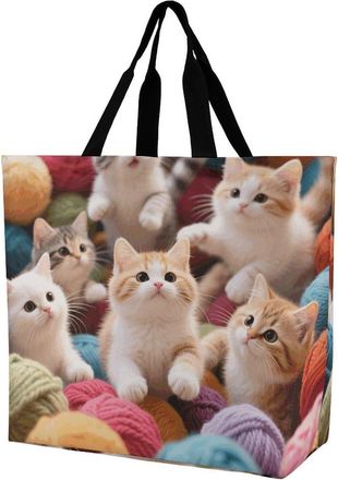 Generic Cute Kittens Women Handbag Eco Friendly Tote Bag Lightweight Shoulder Bags For Picnic Casual Beach